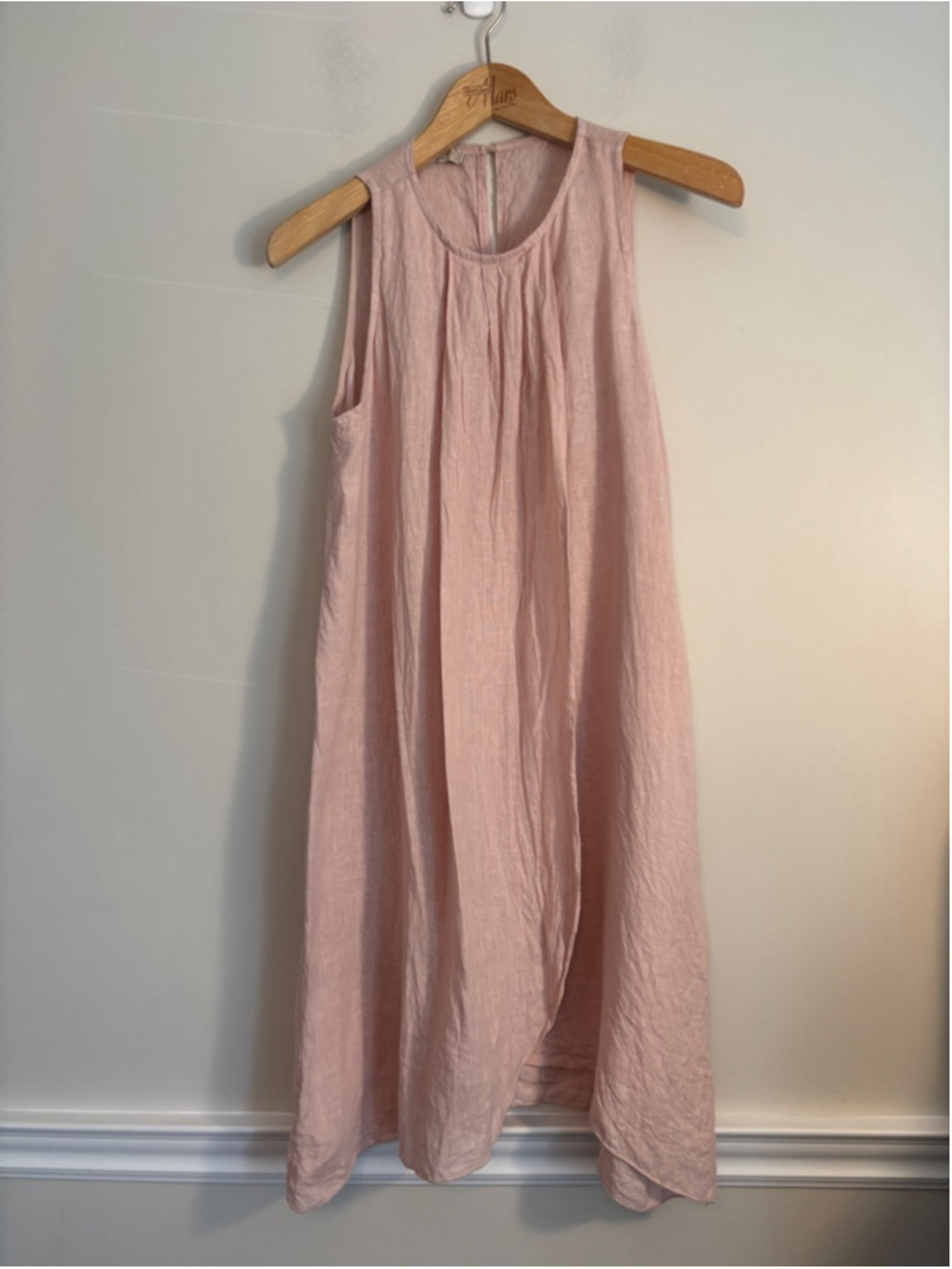 Bellambra Made In Italy Blush Pink 100% Linen Asymmetrical Dress Size Small